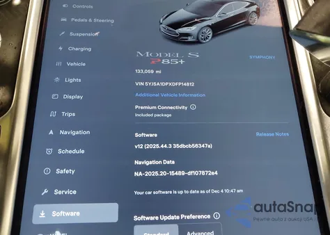 2013 Tesla Model S Performance z USA, uszkodzony, nr VIN 5YJSA1DPXDFP14812